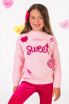 "Sweet" Knit Sweater Pink Bell Bottom Set