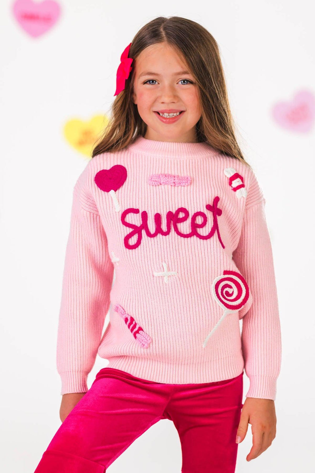 "Sweet" Knit Sweater Pink Bell Bottom Set