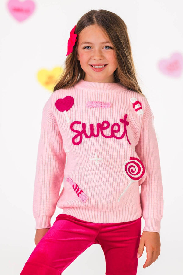 "Sweet" Knit Sweater Pink Bell Bottom Set