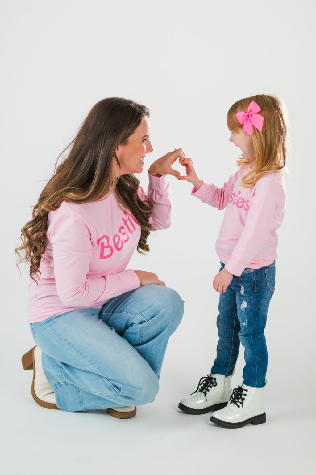 Mom & Me - "Besties" Pink Long Sleeve Top | Sparkle in Pink