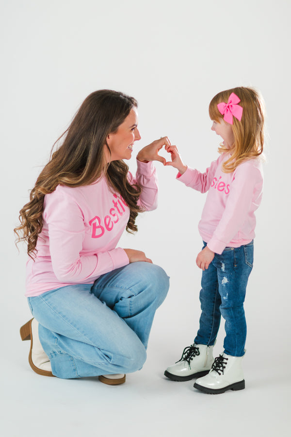 Mom & Me - "Besties" Pink Long Sleeve Top | Sparkle in Pink