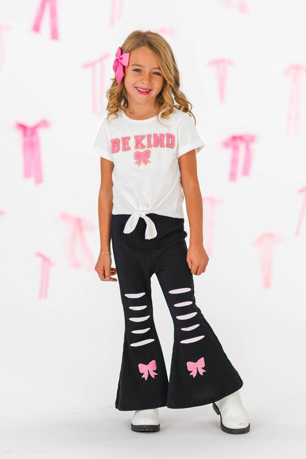 "Be Kind" Ribbed Flare Pant Set