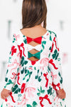 Long Sleeve Christmas Bows Dress