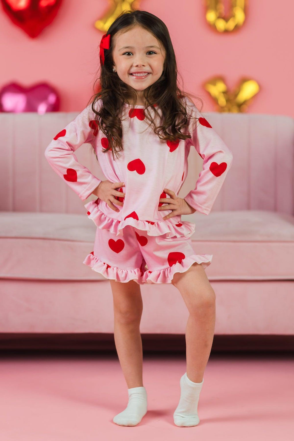 Mom & Me - Pink Ruffle Heart Pajamas