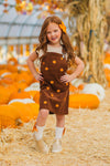 Brown Corduroy Pumpkin Overall Dress Set