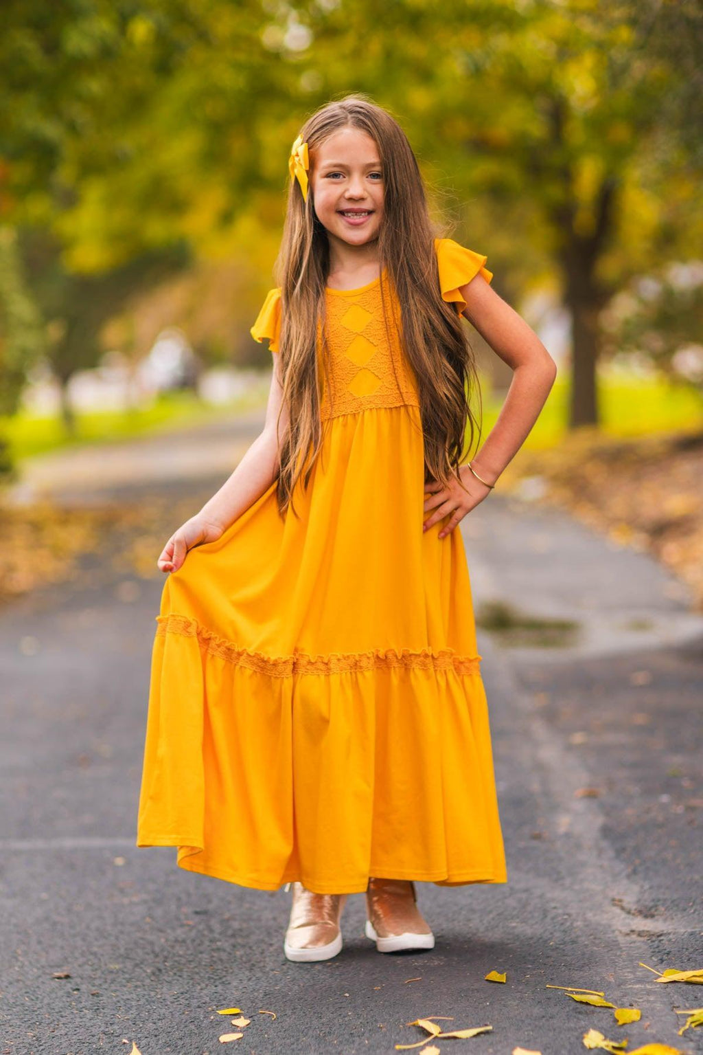 Mom & Me - Mustard Eyelet Lace Dress | Sparkle in Pink