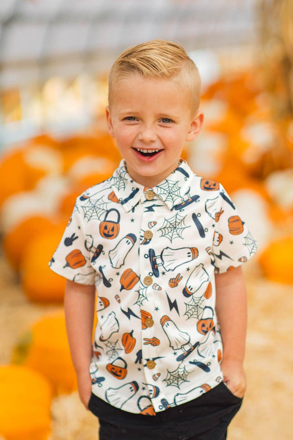 Skater Ghost Button Down Top