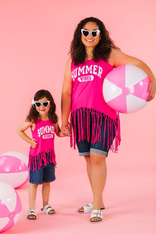 Mom & Me - "Summer Vibes" Hot Pink Tank Top | Sparkle in Pink