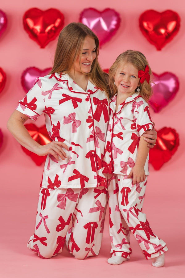 Mom & Me - Pink & Red Bow Pajamas | Sparkle in Pink