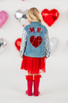 "Mini" Sequin Heart Denim Jacket | Sparkle in Pink
