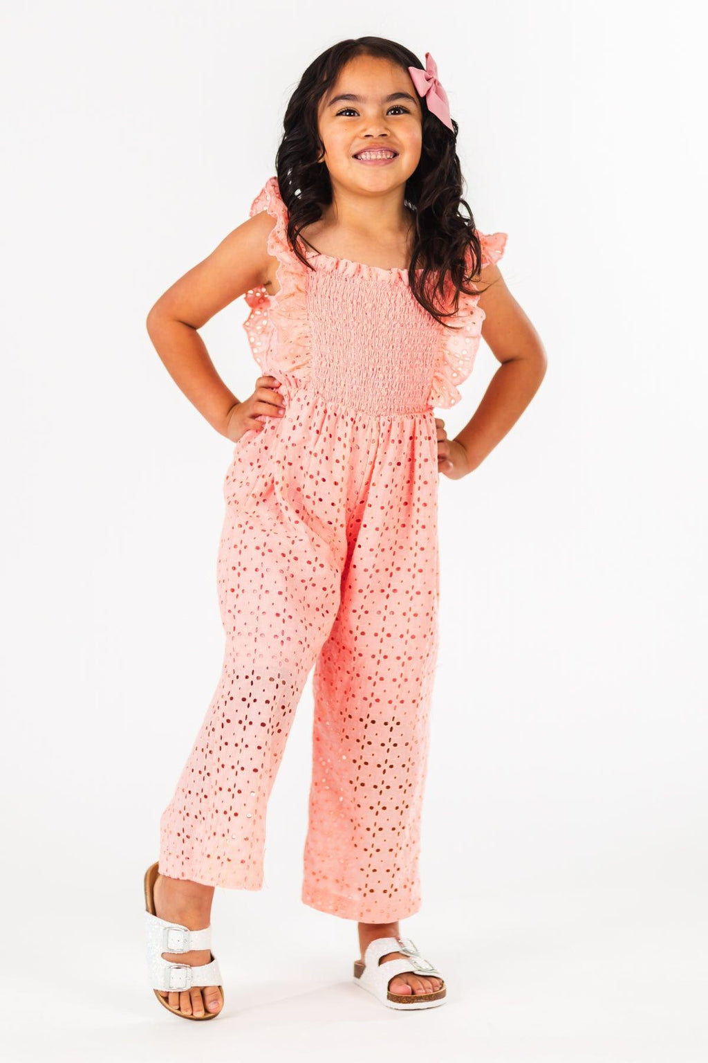 Eyelet Lace Jumpsuit | Sparkle in Pink