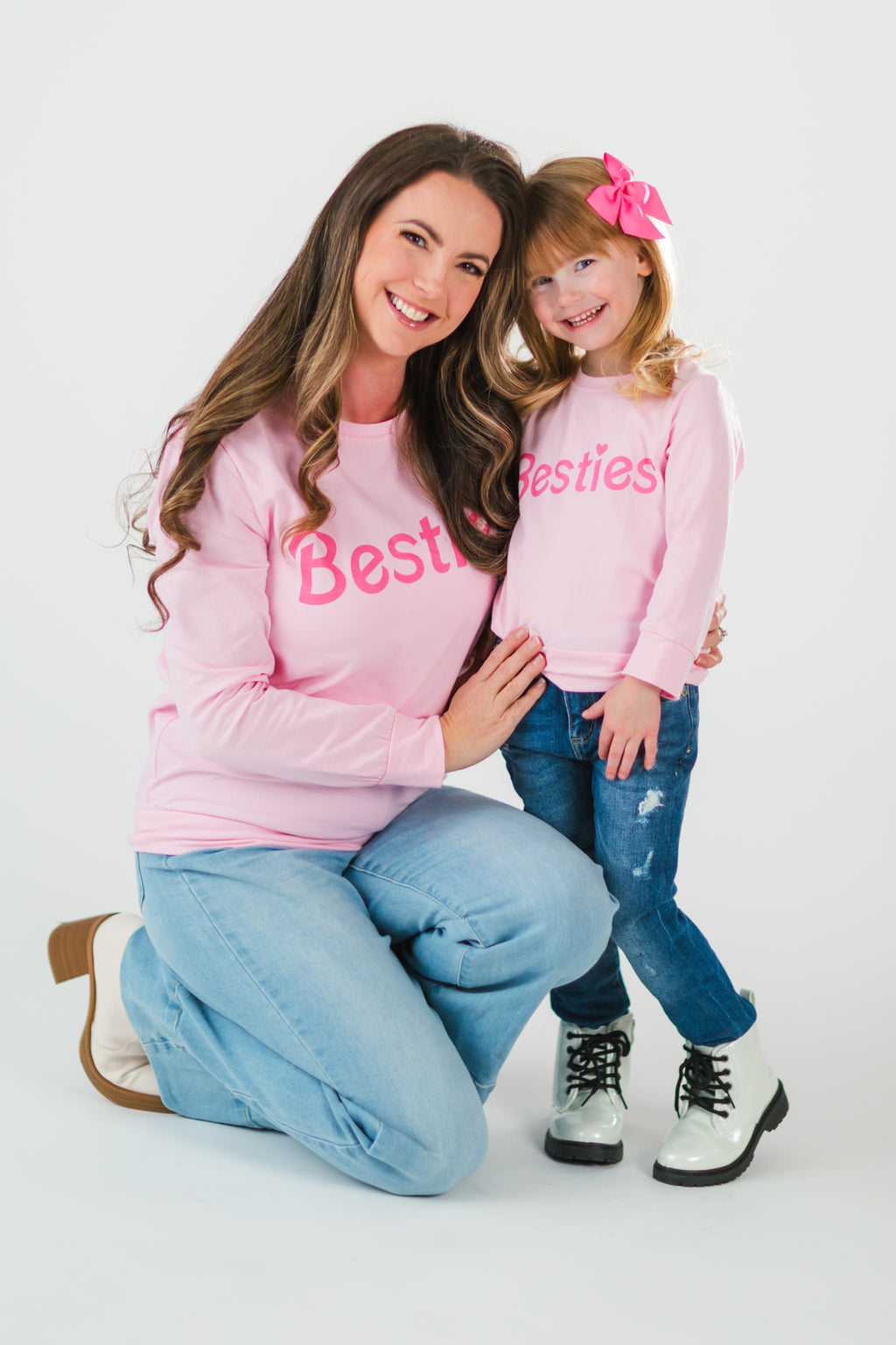 Mom & Me - "Besties" Pink Long Sleeve Top | Sparkle in Pink