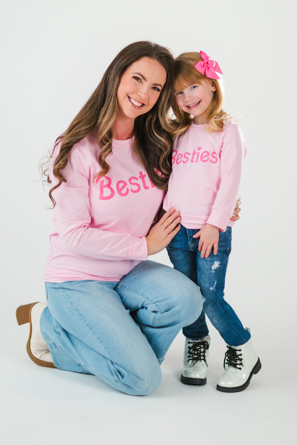 Mom & Me - "Besties" Pink Long Sleeve Top | Sparkle in Pink