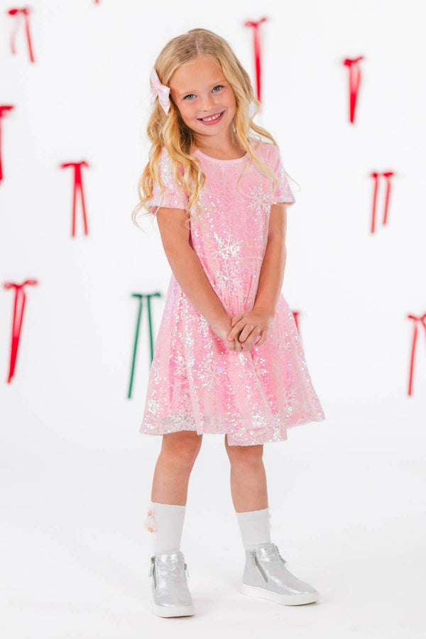 Pink Sequin Snowflake Dress