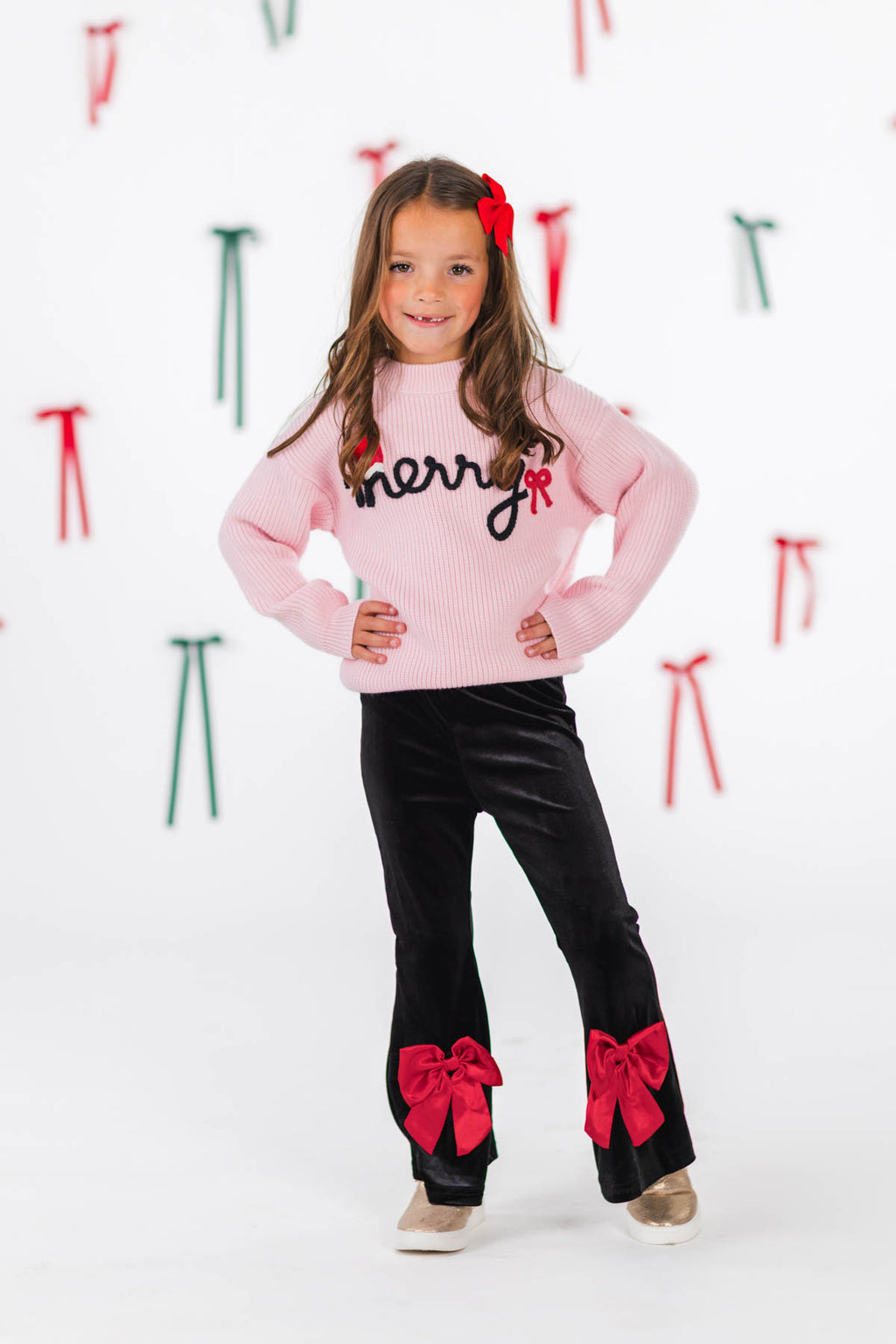 "Merry" Knit Sweater Velvet Flare Pant Set