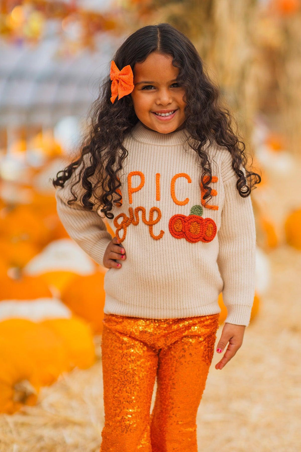 "Spice Girl" Knit Sweater Sequin Bell Bottom Set