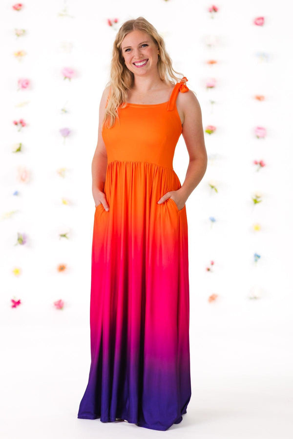 pink and orange sunset dress Mom & Me