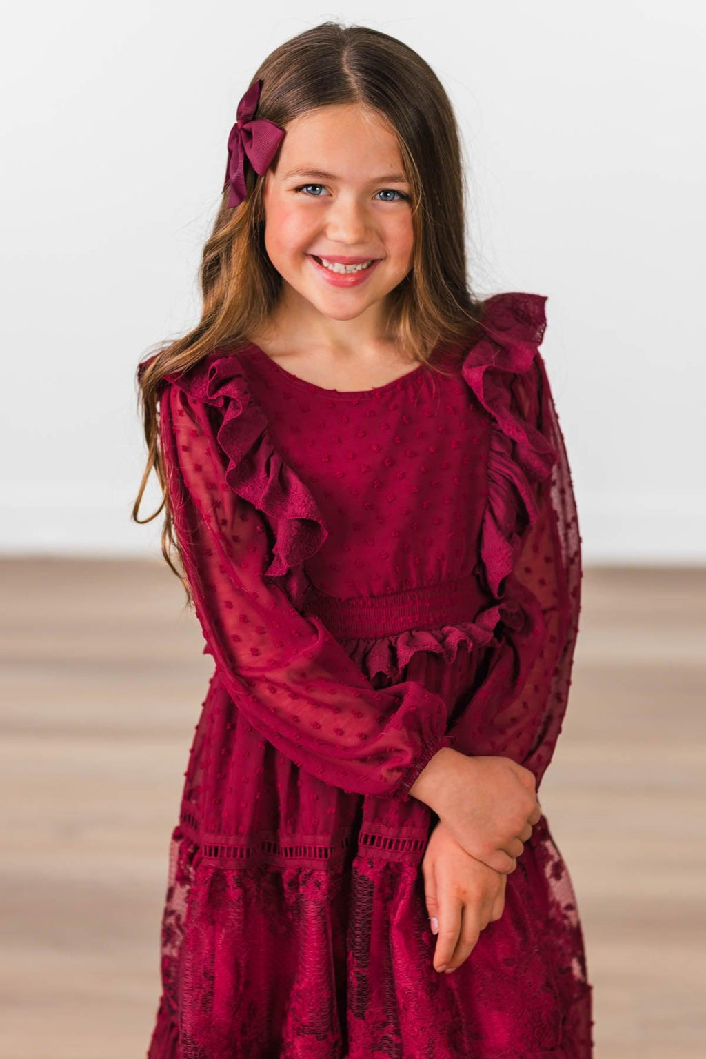 Mom & Me - Burgundy Swiss Dot Dress