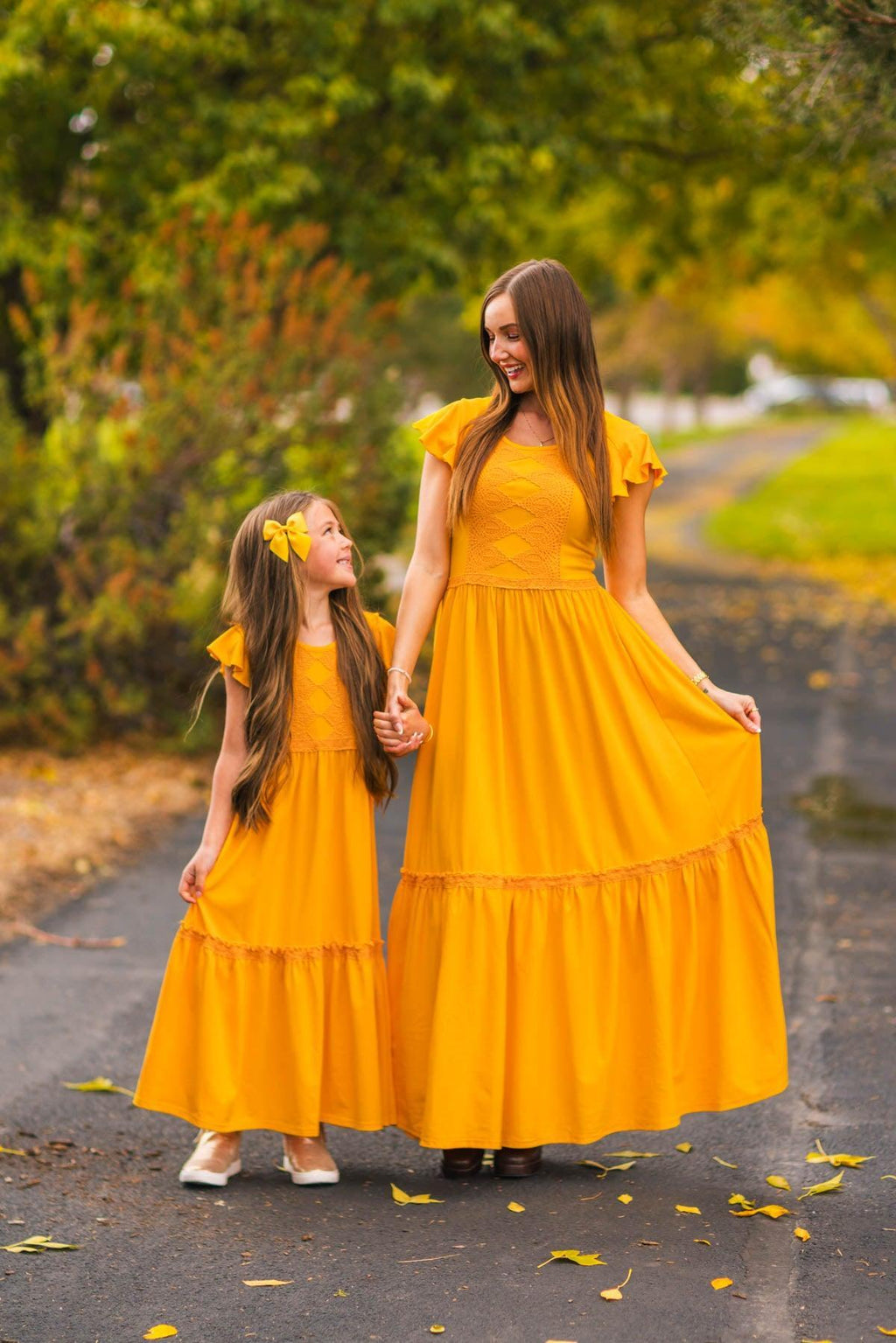 Mom & Me - Mustard Eyelet Lace Dress | Sparkle in Pink