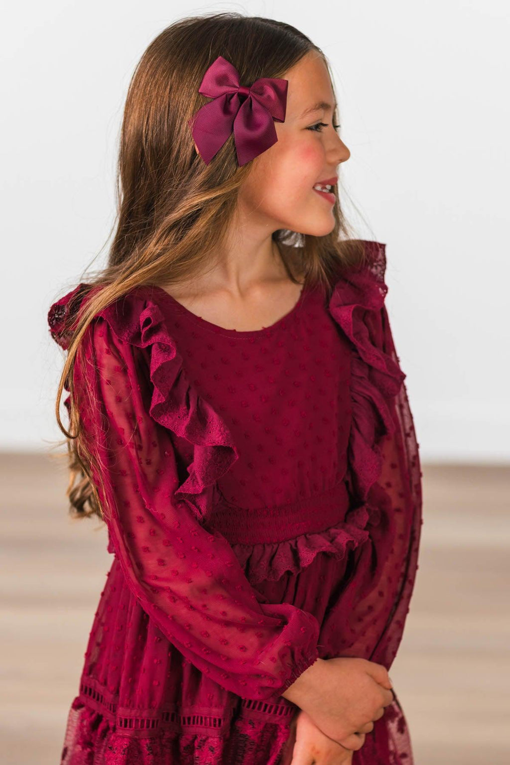 Mom & Me - Burgundy Swiss Dot Dress