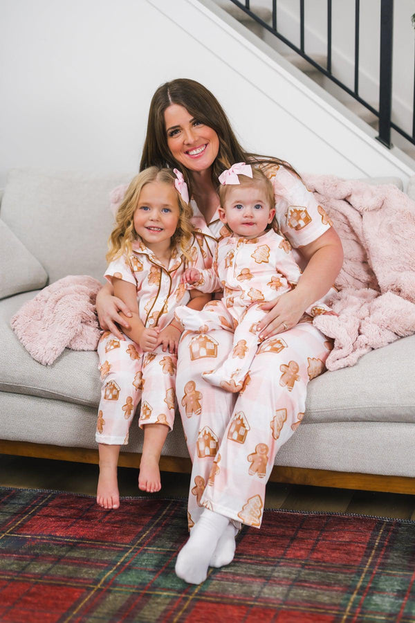 Mom & Me - Pink Checkered Gingerbread Pajamas | Sparkle in Pink