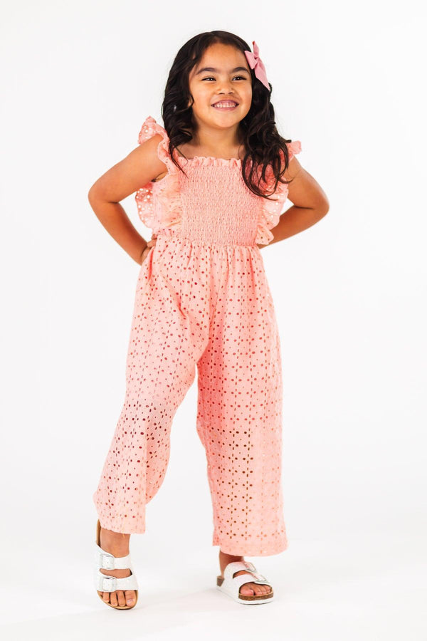 Eyelet Lace Jumpsuit | Sparkle in Pink