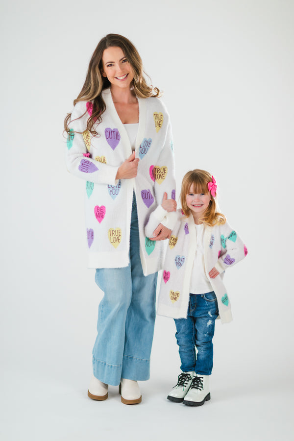 Mom & Me - Candy Hearts Cardigan | Sparkle in Pink