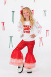 "Candy Cane Cutie" Sequin Bow Bell Bottom Set