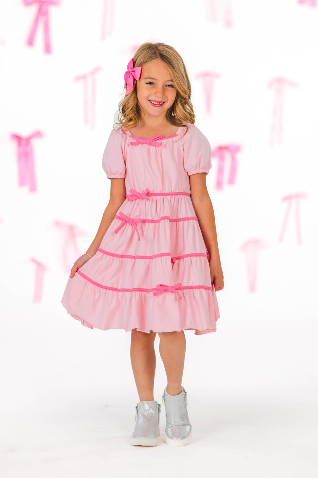Mom & Me - Pink Ruffle Bow Dress