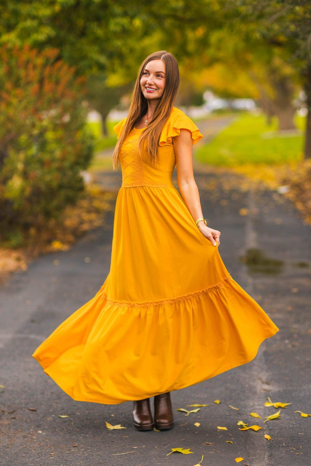 Mom & Me - Mustard Eyelet Lace Dress | Sparkle in Pink