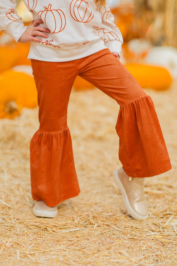 Cream Pumpkin Suede Bell Bottom Set | Sparkle in Pink