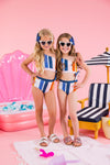 Mom & Me - Striped One Shoulder Bikini - Sparkle in Pink