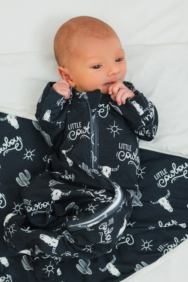 Bamboo "Little Cowboy" Double Sided Blanket | Sparkle in Pink