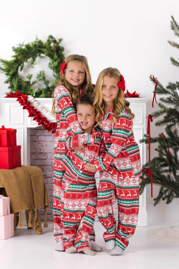 Red Nordic Family Pajama Set - AND PET BANDANA!