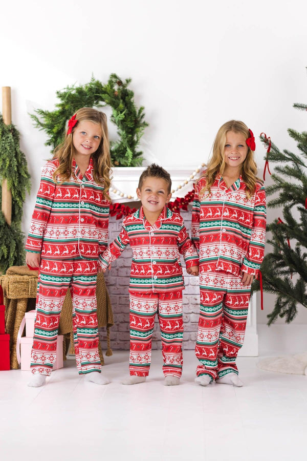 Red Nordic Family Pajama Set - AND PET BANDANA!