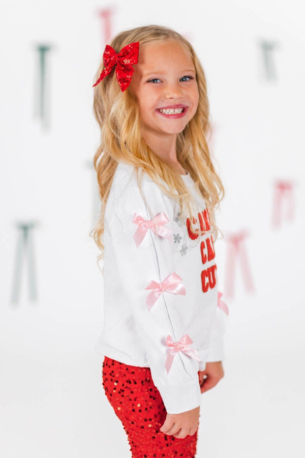 "Candy Cane Cutie" Sequin Bow Bell Bottom Set