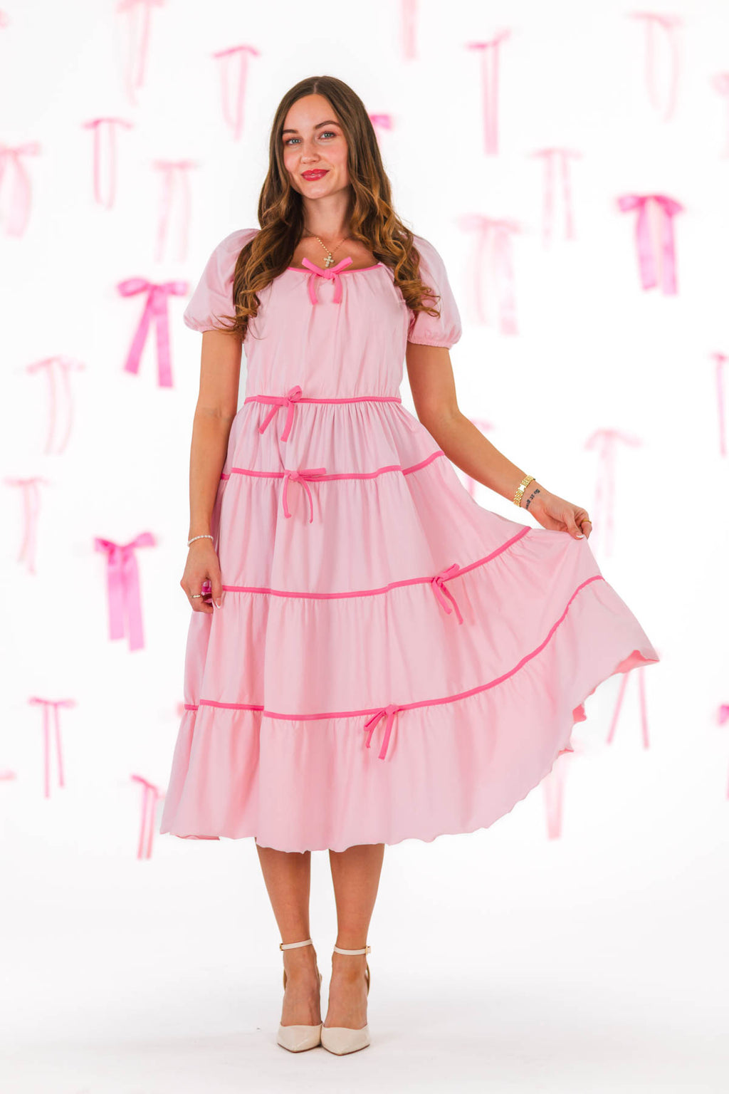 Mom & Me - Pink Ruffle Bow Dress