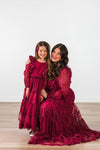 Mom & Me - Burgundy Swiss Dot Dress