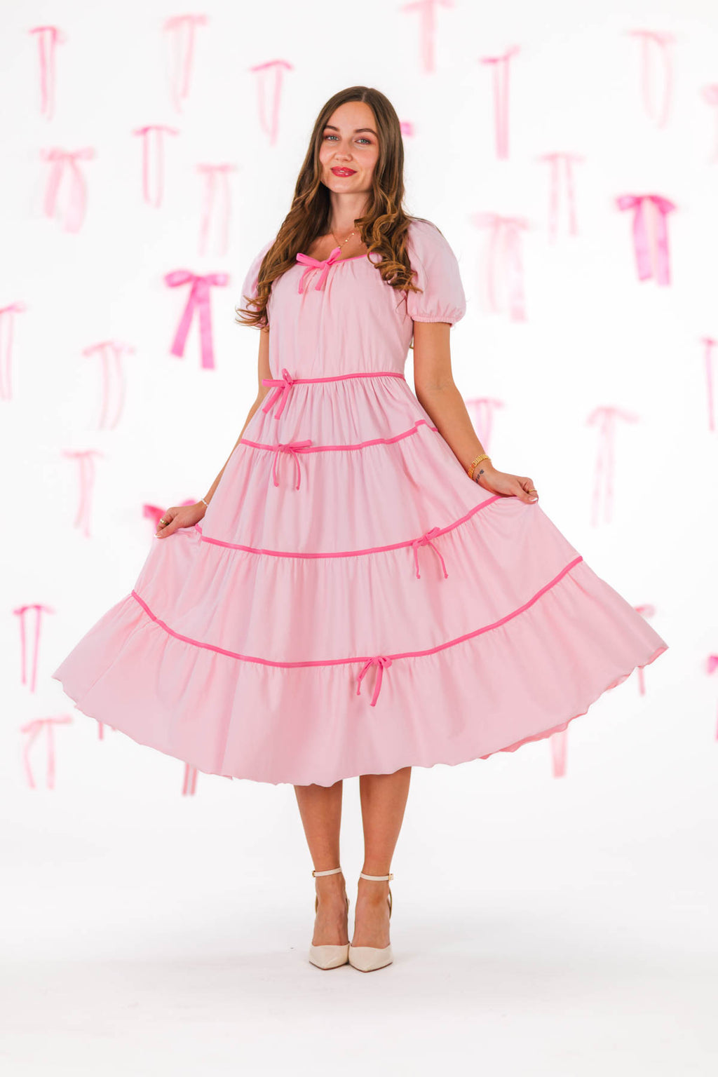 Mom & Me - Pink Ruffle Bow Dress