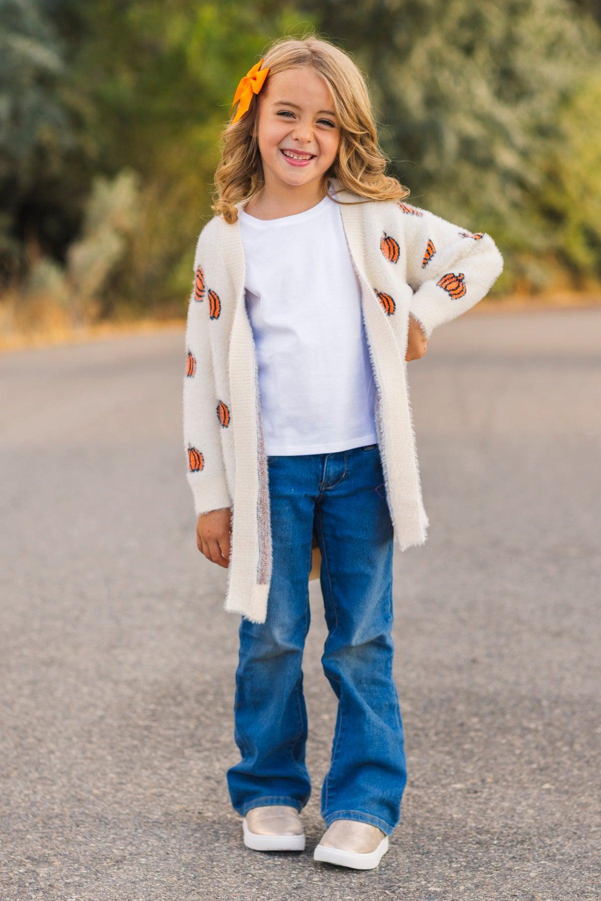 Mom & Me - Cozy Cream Pumpkin Cardigan | Sparkle in Pink