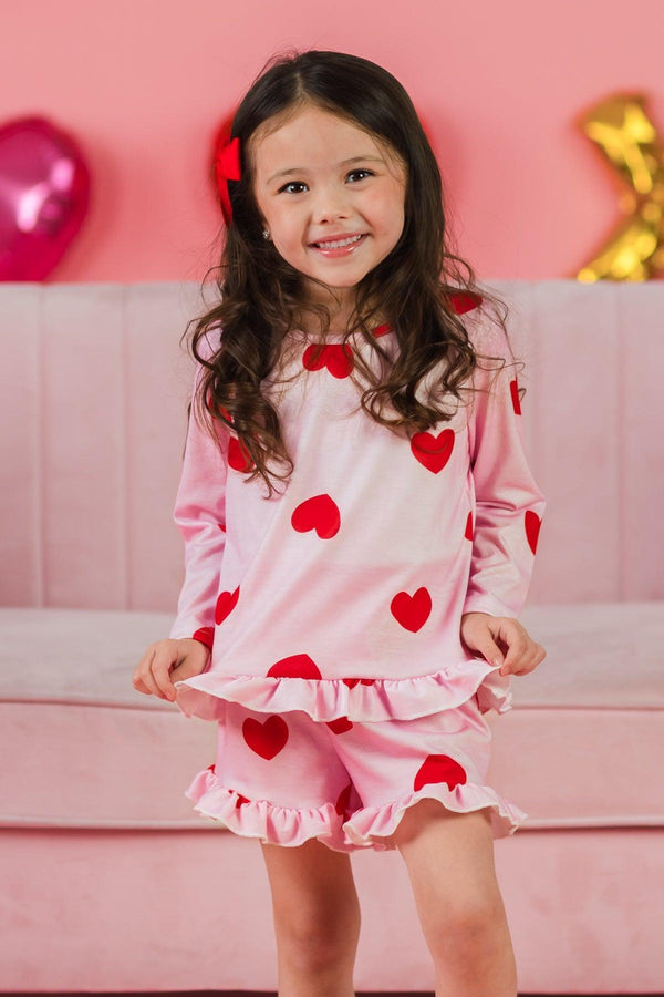 Mom & Me - Pink Ruffle Heart Pajamas