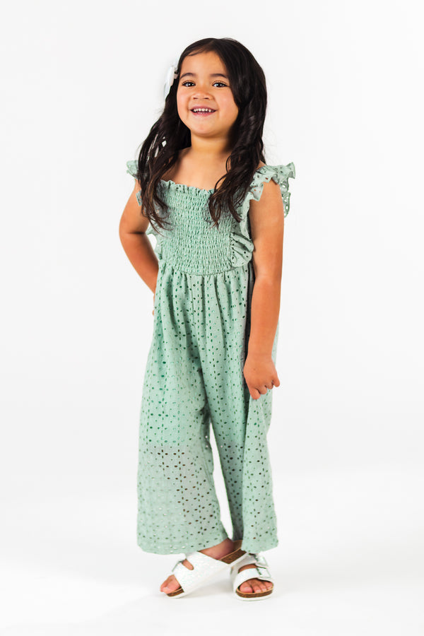 Eyelet Lace Jumpsuit | Sparkle in Pink
