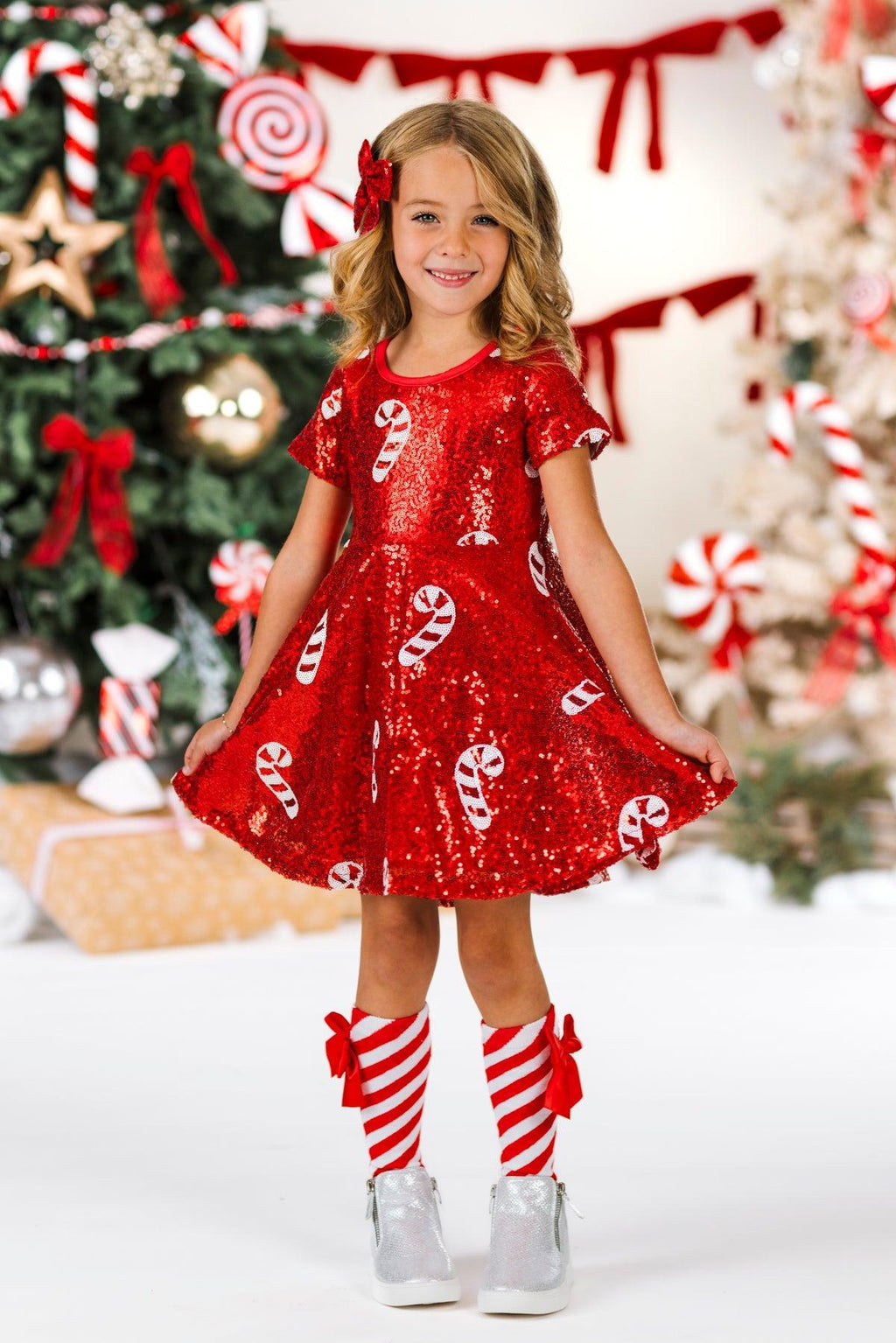 Red Sequin Candy Cane Dress