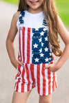 Mom & Kid - American Flag Denim Overalls | Sparkle in Pink