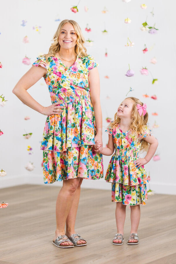 Mom & Me - Floral Watercolor Dress | Sparkle in Pink