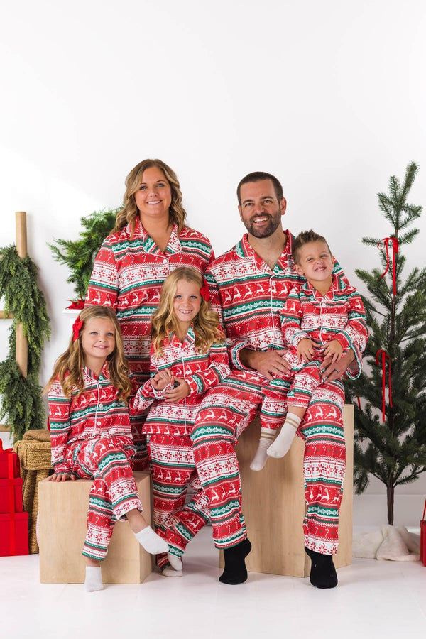 Red Nordic Family Pajama Set - AND PET BANDANA!