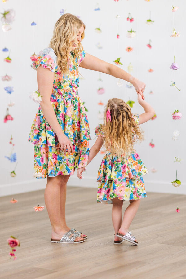 Mom & Me - Floral Watercolor Dress | Sparkle in Pink