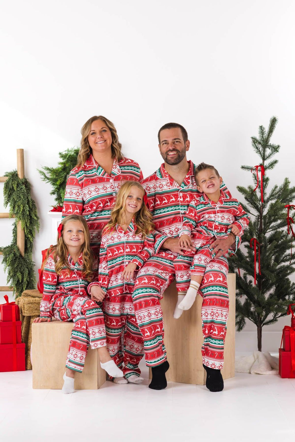 Red Nordic Family Pajama Set - AND PET BANDANA!