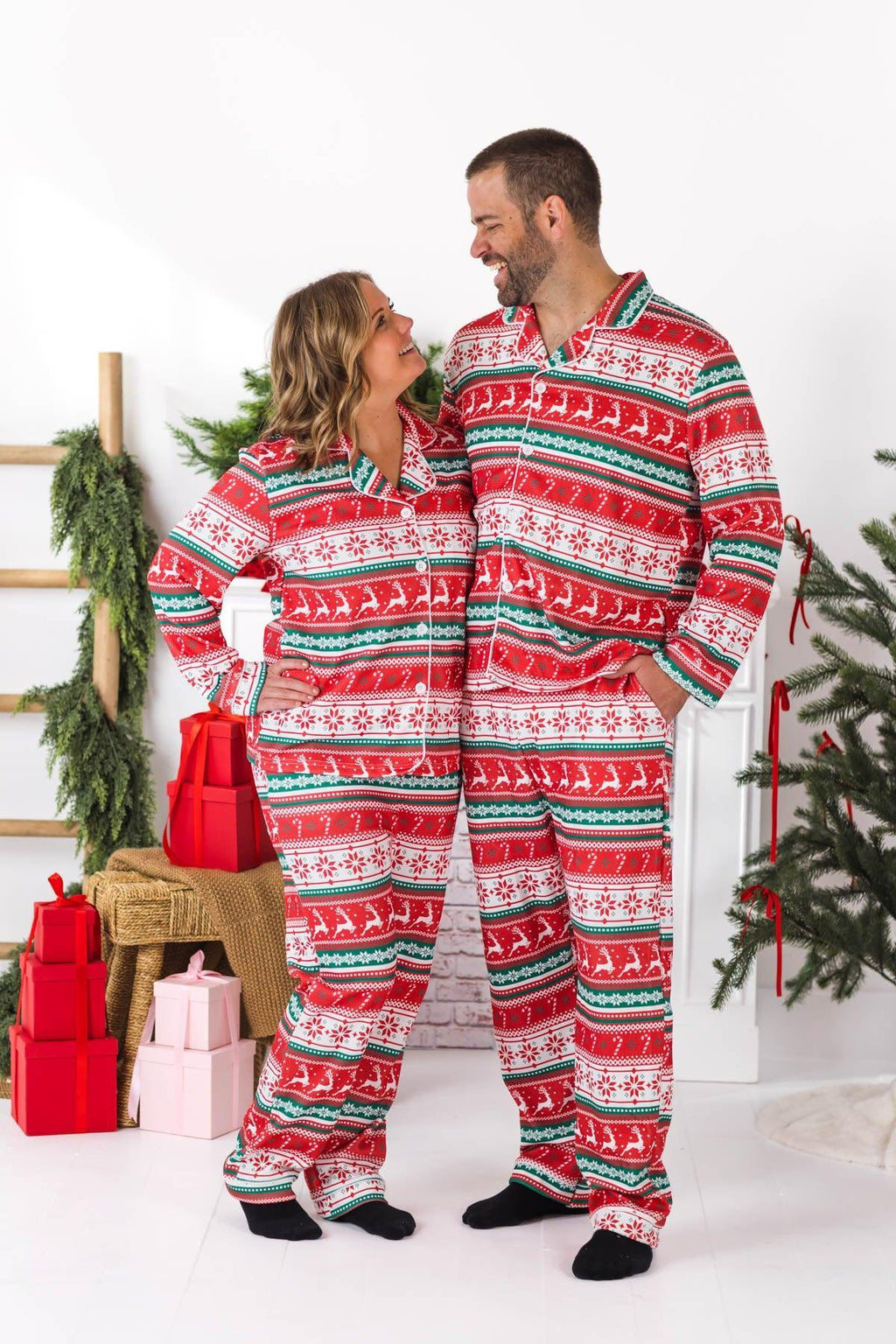 Red Nordic Family Pajama Set - AND PET BANDANA!
