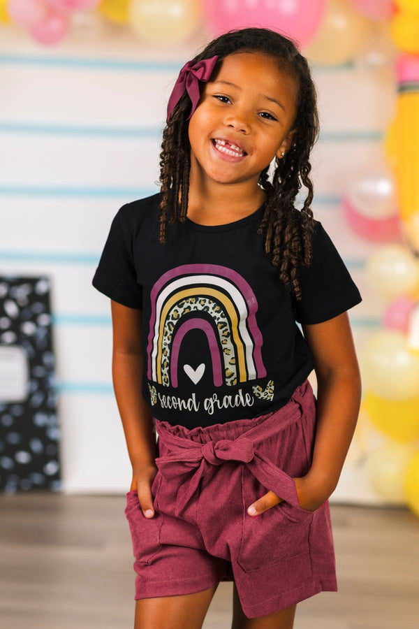 "Preschool - Sixth Grade" Plum Corduroy Short Set | Sparkle in Pink